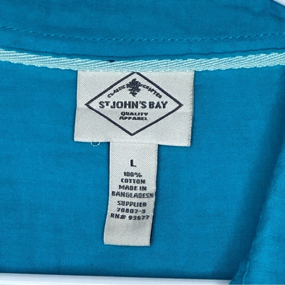 St. John's Bay - 100% Cotton - Turquoise Casual Button Down Shirt - Size Large - Picture 3 of 3